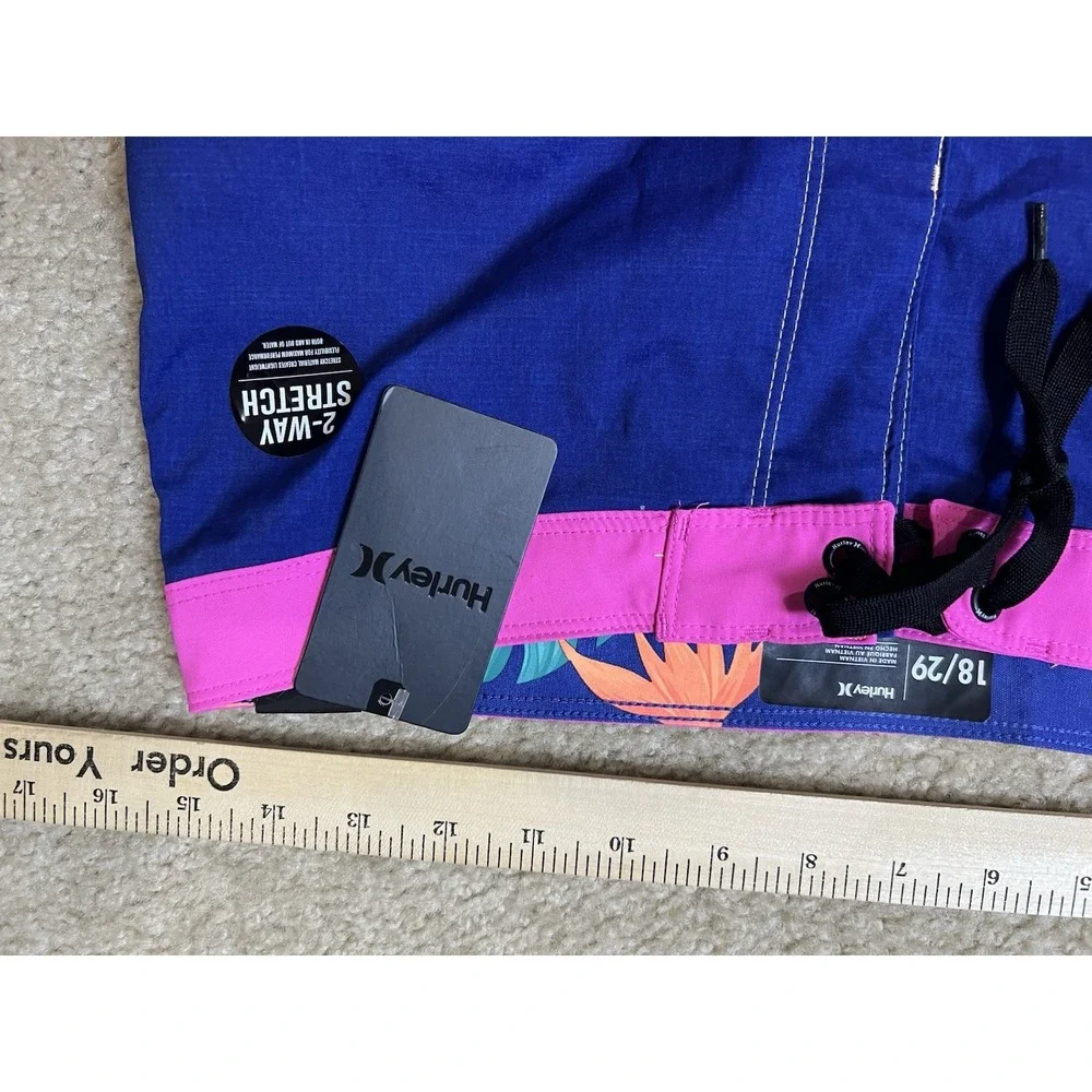 New Hurley Board Shorts Neon Stretch 18/29 9.5‎ Inseam